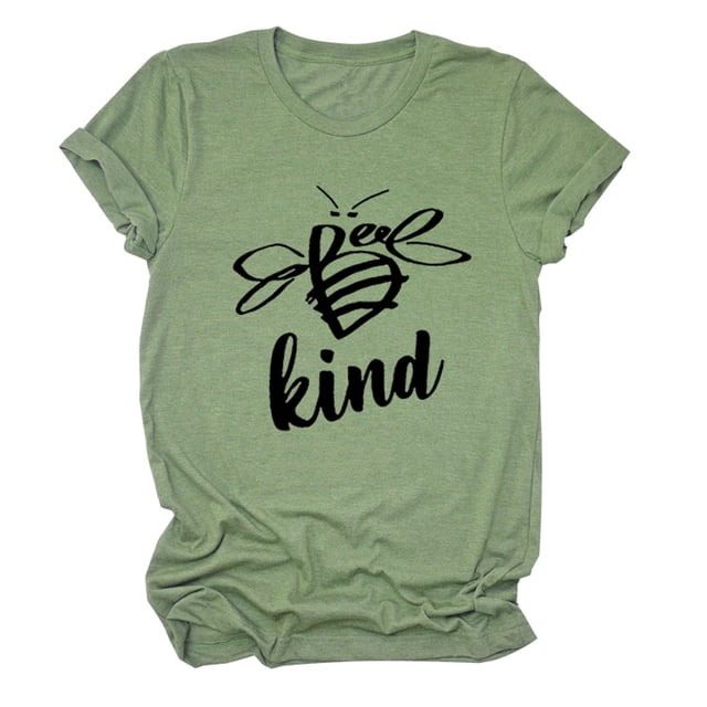 Camisa con estampado de letras de verano, cuello redondo, manga corta, camiseta holgada informal con letras a la moda para mujer, verde oliva (letra negra) XXXL