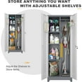 thumbnail image 6 of Broom Storage Cabinet, Metal Utility Storage Cabinet with Hanging Rail, 65" Tall Cleaning Tool Organizer with Shelves and Doors, for Home, Garage, Office, Balcony, 6 of 7
