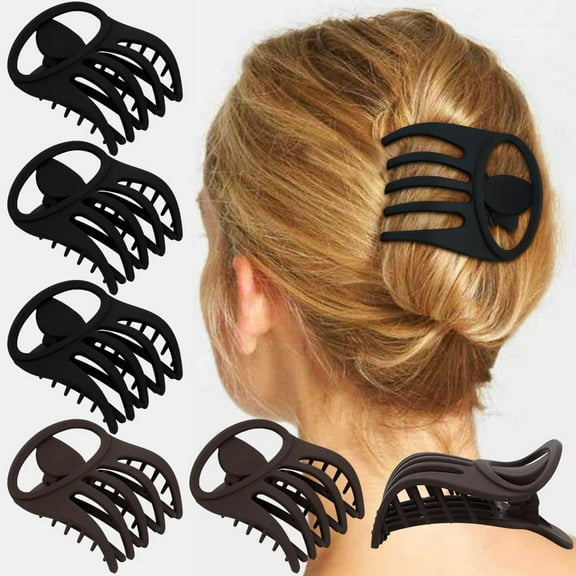 6pcs Flat Hair Claw Clips for Women, Matte Large Flat Lay Down Claw Clips for Thick & Thin Hair Styling Accessories