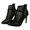 Black, variant on Lovskoo 2024 Ankle Booties for Women Leather Stiletto-Heelss Pointed Toe Thin High Heeled Rhinestone with Print Fashion Back Zippered Short Boots Black