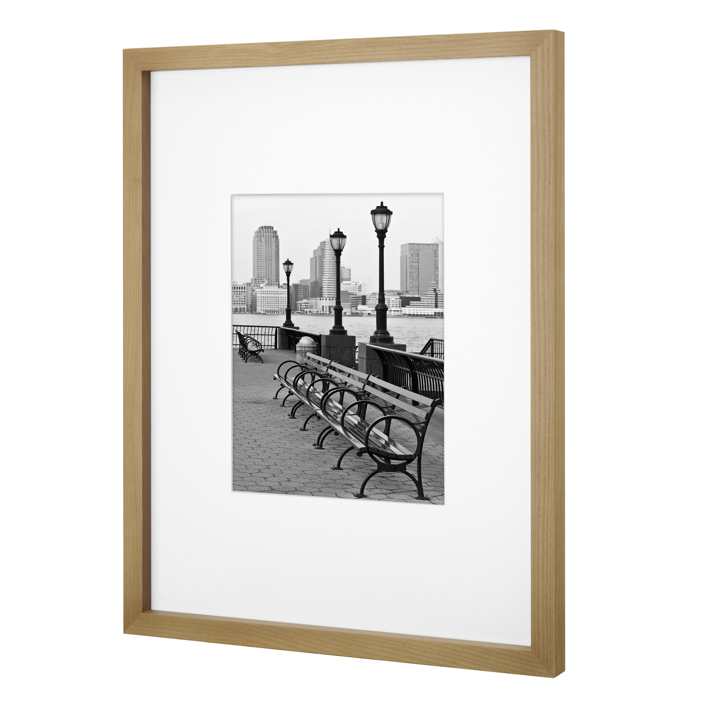 Better Homes & Gardens 14x18 Matted to 8x10 Gallery Wall Picture Frame, Natural Wood, Non Glare