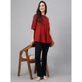 thumbnail image 3 of Janasya Indian Women's Maroon Cotton Dobby Solid Flared Top (Valentine Collection), 3 of 7