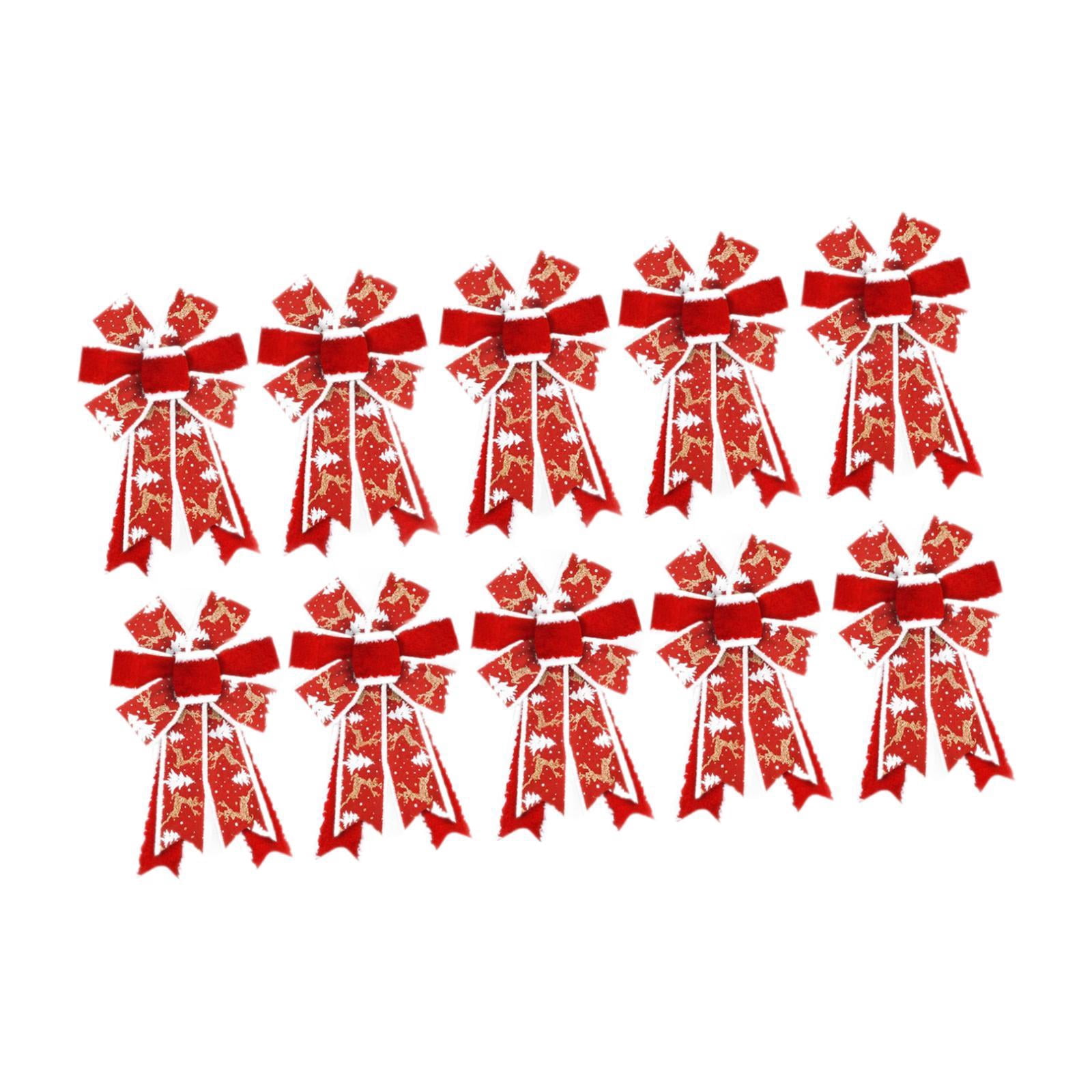 Sharprepublic 10 Pieces Christmas Ribbon Bows DIY for Treat Bags Valentine's Day Christmas