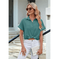 thumbnail image 7 of Womens Short Sleeve Button Down Shirt Dark Green L, 7 of 7