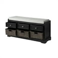 thumbnail image 7 of Dtwnek Wood Storage Bench with 3 Drawers and 3 Baskets, Black, 7 of 7