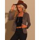 thumbnail image 4 of Chaqueta de Gamuza Sintética para Mujer Chaqueta de Cuero con Cuello de Solapa y 2 Botones marrón XS, 4 of 5