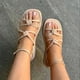 thumbnail image 4 of Amzcrzy Zapatos de mujer,Zapatos de mujer,Zapatillas de mujer, Sandalias de playa con botones y punta redonda para mujer, cómodas, de color liso Sandalias Mujer Zapatillas De Casa, 4 of 4