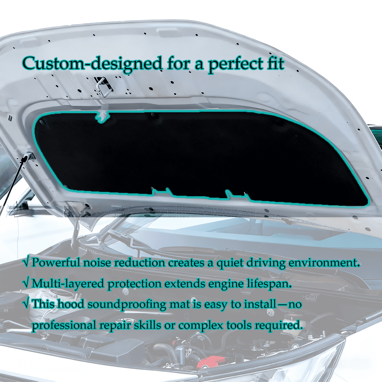 For Ford Focus 2012-2018 Car Hood Engine Insulation Pad ,Heat Shield,Sound Deadening Mat,Soundproof Cotton Replacement Accessories Heat Sound Cover-12-18