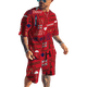 thumbnail image 2 of Conjunto de camiseta y pantalones cortos para hombre 2024, talla asiática, letras impresas en 3D, ropa urbana para vacaciones en la playa, 2 of 5