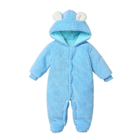 

Yejaeka Baby’s Solid Color Single-breasted Long Sleeve Hooded Jumpsuit