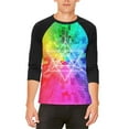 thumbnail image 1 of Tetrahedron Star Sacred Geometry Mens Raglan T Shirt White-Black X-LG, 1 of 2