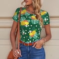 thumbnail image 6 of KLL Women 's Crew Neck Bodysuit Jumpsuits Tropical Fruit Print Short onesies Stretch T Shirts, 6 of 7