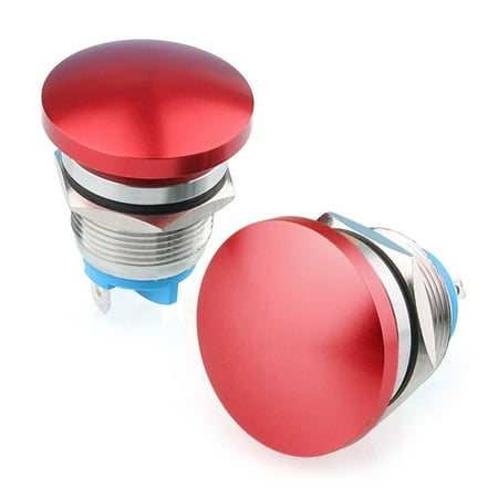 

2PCS Durable Metal Waterproof 16/19/22mm Self-reset Push Button Switch 2 Pin Mushroom Head 16MM 2 PIN
