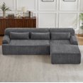 thumbnail image 2 of AENKYO Chenille L-Shaped Oversized Sectional Sofa, Minimalist Sleeper Couch for Living Room or Apartment, No Assembly Required (Gray,Right-Facing Chaise), 2 of 8