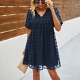 thumbnail image 2 of Vestido de verano para mujer, cuello en V, manga corta, informal, suelto, fluido, vestido oscilante Fridja  qw4075, 2 of 5