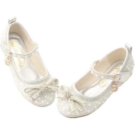 

Girl s Mary Jane Rhinestone Slip On Ballet Flats Glitter Party School Wedding Princess Dress Shoes for Toddler/Little Kid