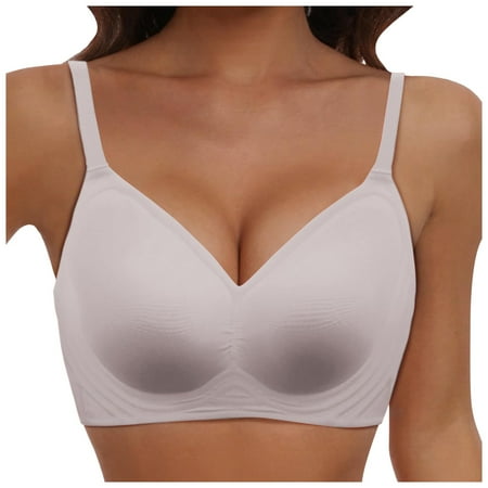 YHGFVOKJ Bras for Women Breathable Fashion Comfort-strap Seamless Bralettes Wireless Smoothing Underwear Soft Support T Shirt Bras Women s Lingerie  Sleep Grey XL