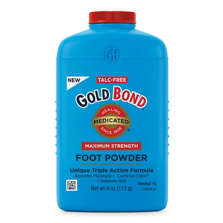 Gold Bond Talc-Free Foot Powder, Medicated Maximum Strength, 4 oz