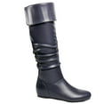 thumbnail image 3 of Ferwind Women's Heel Boots Micro Suede Rhinestone Glittering Adult Navy  9, 3 of 9