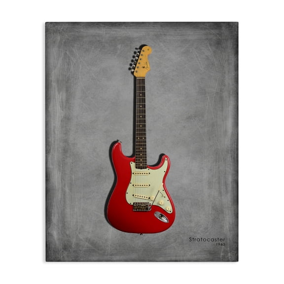 Stupell Industries Traditional Classic Red Guitar on Grey Canvas Art, 16 x 20, by Mark Rogan