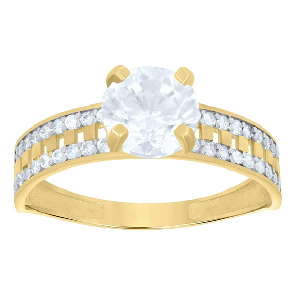 10kt Real Two-tone Gold Womens Cubic-Zirconia Engagement Ring