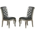 thumbnail image 6 of Traditional Silver hue Set of 2 Dining Chairs Formal Tufted Back Upholstered Cushion Seat Kitchen Breakfast Room Side Chairs, 6 of 9