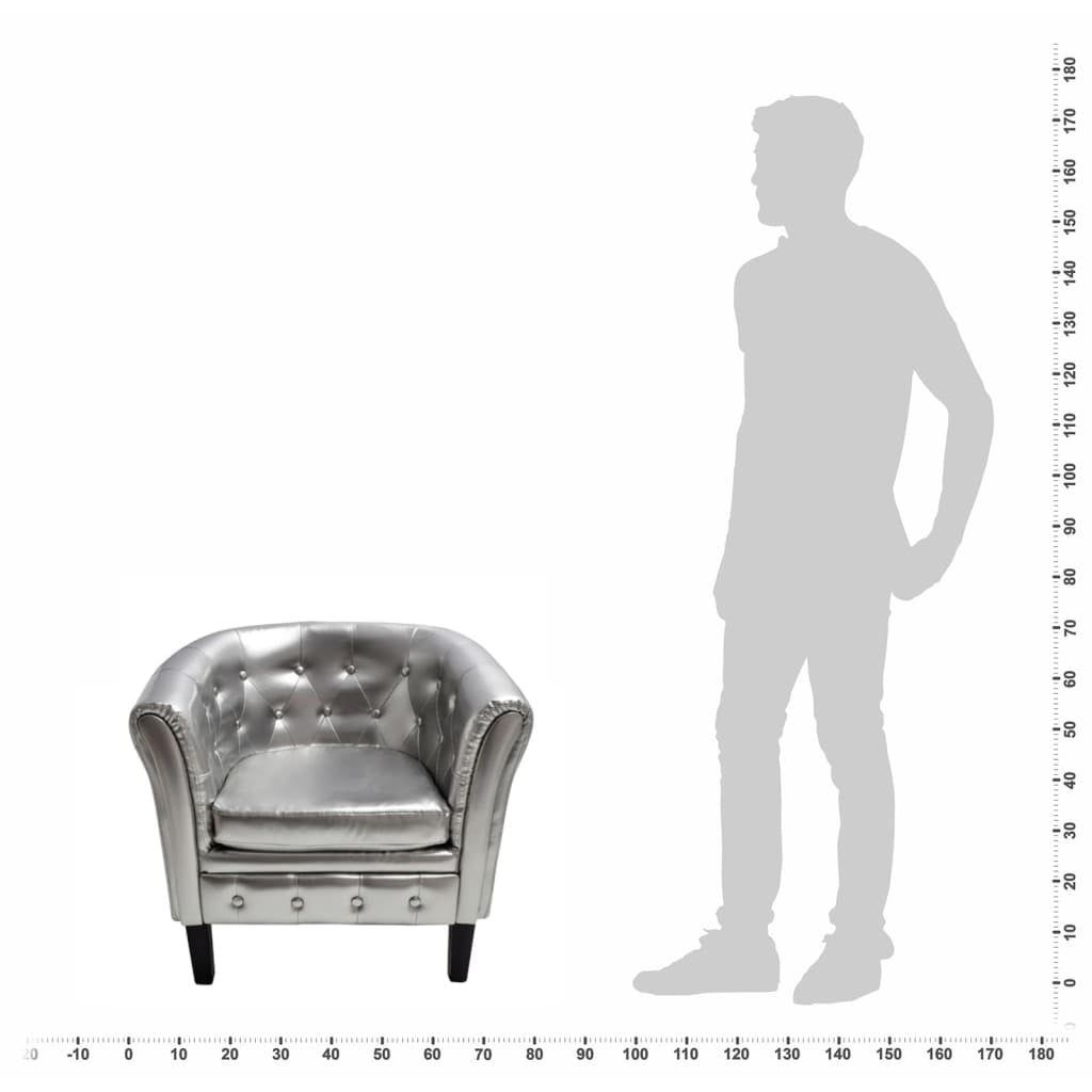 Kepooman Modern Faux Leather Upholstered Barrel Chair for Bedroom Living Room, Silver Kepooman Modern Faux Leather Upholstered Barrel Chair for Bedroom Living Room, Silver