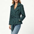 thumbnail image 6 of cocolona Cropped Trench Coat for Women Long Sleeve Collared Solid Color Waist Jacket Lined Trendy Casual Fall Tops, 6 of 7