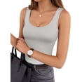 thumbnail image 2 of MOYIKO Women Sleeveless Basic Top Ribbed Tank Top Summer Casual T-shirt Square Neck Shallow Flower Grey Vest Tee S, 2 of 8