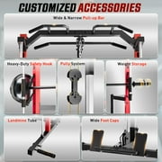 VIBESPARK Smith Machine Power Rack with Lat-Pull Down Pulley System & Cable Row, Multi-Functional Squat Rack Cage with Barbell Bar, Landmine, Pull-up Bar and More Attachment for Home Gym