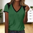 thumbnail image 3 of Dvprdro Womens Short Sleeve V Neck Tops Color Blocked Print Blouses Casual Summer T Shirts, 3 of 6