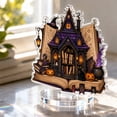 thumbnail image 6 of Gothic Witch House Acrylic Halloween Decorations Tabletop Stand, 6 Inch 2D HD Printed Spooky Mansion Ornament for Desk Tiered Tray Gothic Displays, 6 of 7