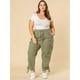 thumbnail image 2 of Pantalones Cargo Con Bolsillos CintuElástiCon Cordón TalGrande PaMujer Verde Ejército XL, 2 of 6