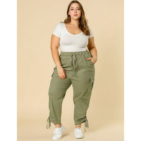 pants plus cargo pockets elastic waist agnes orinda 1x