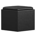 thumbnail image 4 of Simpli Home Rockwood 17 inch Wide Contemporary Square Cube Storage Ottoman with Tray in Distressed Black Vegan Faux Leather, Assembled, 4 of 12