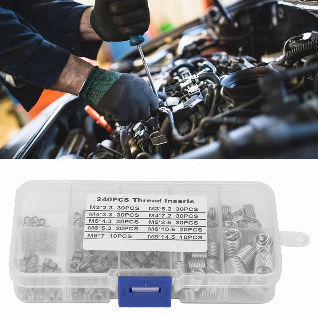 Thread Repair Insert Kit, 240Pcs / Set Stainless Steel Wire Screw Thread Repair Insert Kit With Plastic Box Tool Set, Screw And Assortment Sets