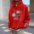 thumbnail image 1 of MHFRRA Sudadera con Capucha y Estampado Floral para Hombre, Informal, con Cordón y Manga Larga Rojo, 1 of 4
