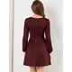 thumbnail image 5 of Vestido A Cuadros De Manga Larga Con Cuello Cuadrado Vintage De Otoño Para Mujer Oro rojo XL, 5 of 6