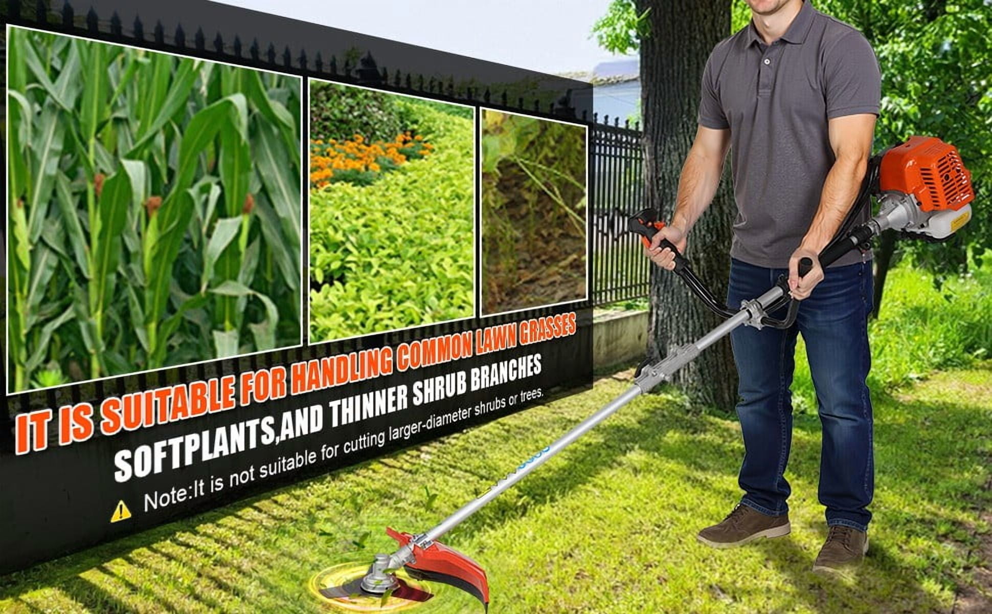 Gas String Trimmer | 2 in 1 Cordless String Trimmer | 52cc 2-Stroke Weed Wacker Gas Powered | Weed Eater| Gas Weed Eater | Grass Trimmer | 10'' Brush Cutter & Shoulder Strap Included