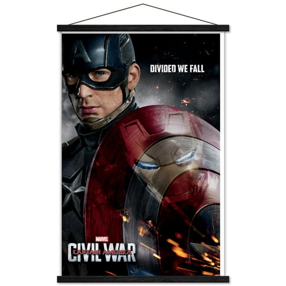 Marvel Cinematic Universe - Captain America - CiVil War - Shield Reflection One Sheet Wall Poster with Wooden Magnetic Frame, 22.375" x 34"