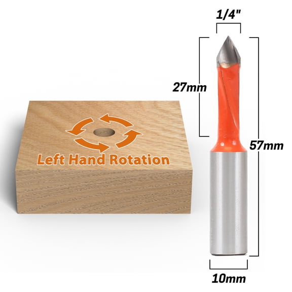 Yonico 1/4" Left Hand Through Hole Boring Bit - 10mm Shank - 44114L