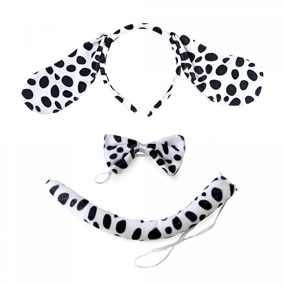 ACDANC Halloween Spotted Dog Ears Hair Bands Puppy Bow Tie Tail Headpiece Women Hairband