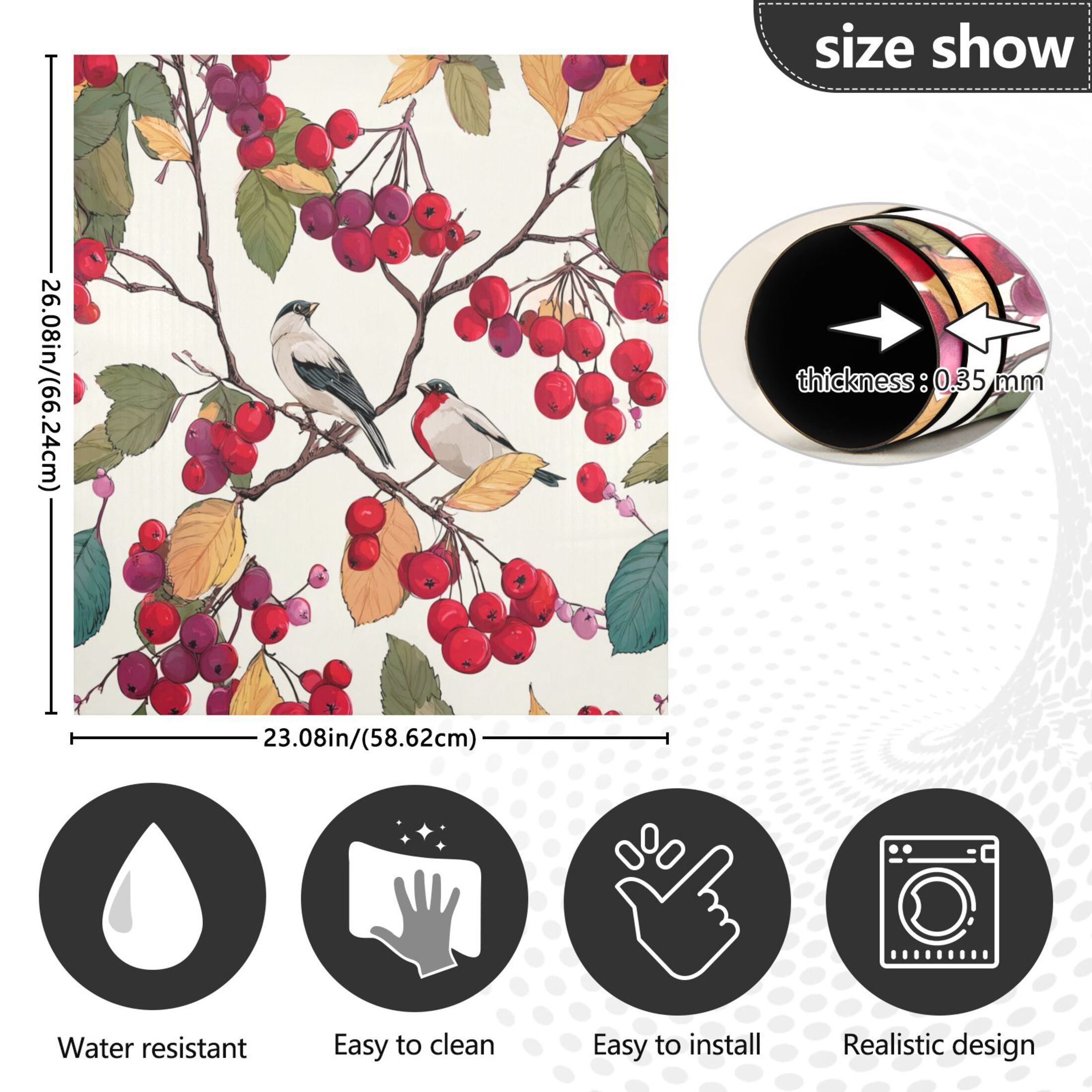 IAUYY Magnetic Decorative -23x26 Inch,Removable DIY Art for Dishwasher Refrigerator and Other Metal Surfaces,Birds on The Branches