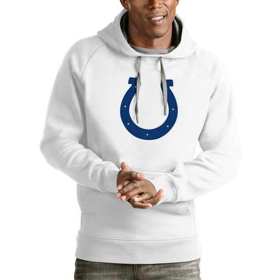 Men's Antigua White Indianapolis Colts Victory Pullover Hoodie