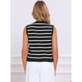 thumbnail image 3 of DARING DIVA Women's V Neck Button Front Cropped Knitted Striped Sweater Vests S Black, 3 of 6
