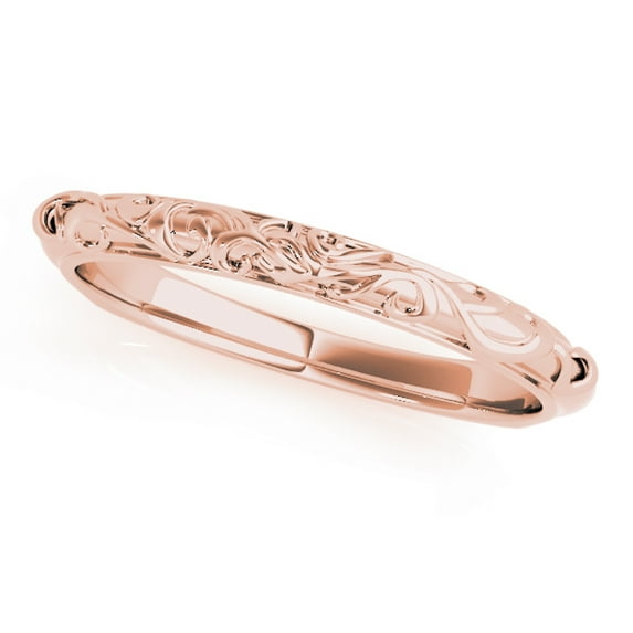Aonejewelry Hand-Engraved Engagement Wedding Band In 10k Rose Gold