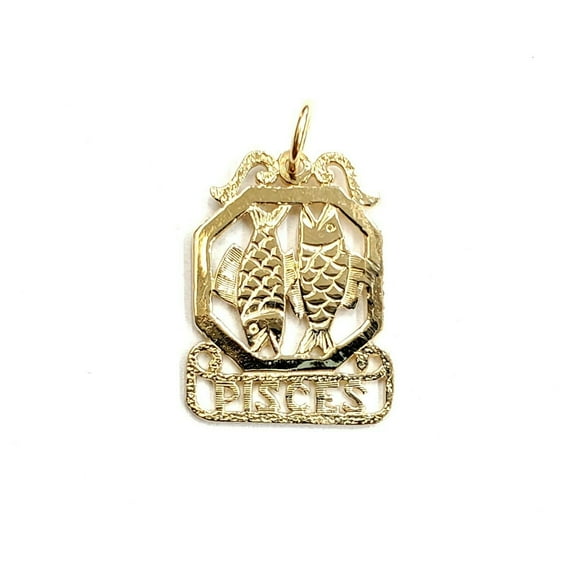 14k yellow Gold Pisces fish zodiac sign Pendant charm fine jewelry unisex 1.4g