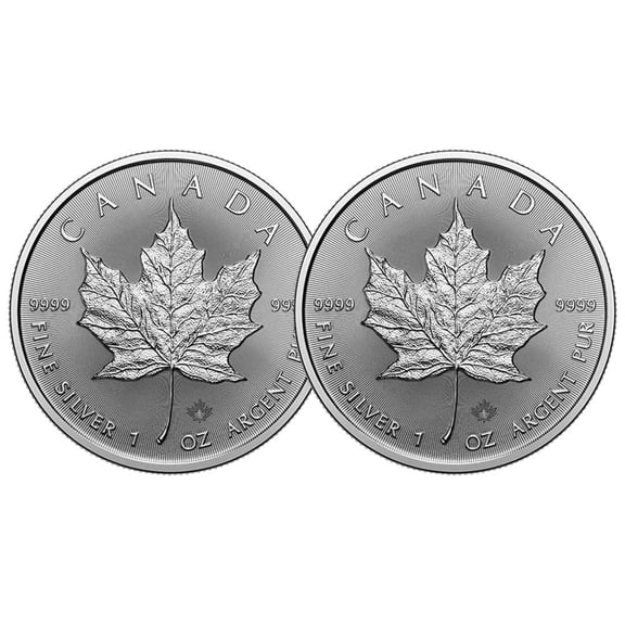 Lot of 2 - 2026 $5 Silver Canadian Maple Leaf 1 oz BU