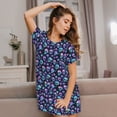 thumbnail image 3 of Picia Blue Skull Flower Pattern Women’s Nightdress – Casual Short-sleeved Loose-Fit Sleepwear, Soft Cotton Short-Sleeve Sleep Shirt for Relaxation & Comfort, 3 of 6