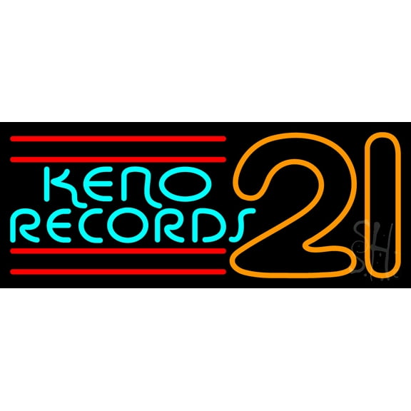 Keno Records 21 3 LED Neon Sign 13 x 32 - inches, Black Square Cut Acrylic Backing, with Dimmer - Bright and Premium built indoor LED Neon Sign for wall décor, arcarde, and storefront.